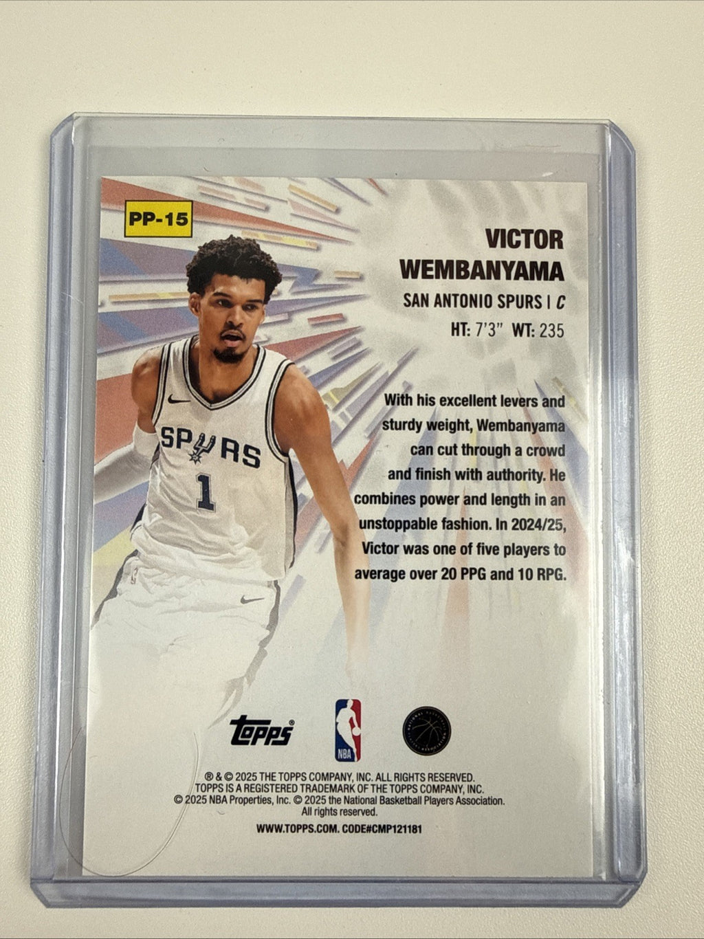 🔥2025-26 Topps Basketball Victor Wembanyama Power Players #PP-15 Spurs🔥