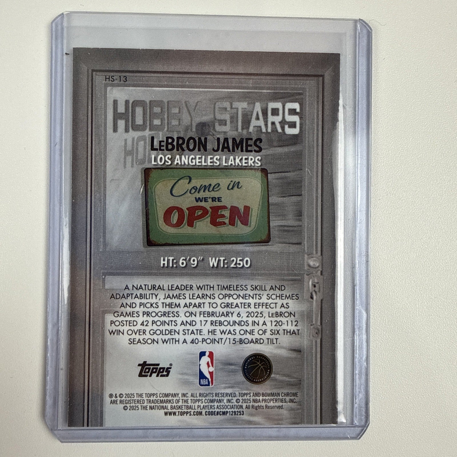 2025-26 Bowman Lebron James Hobby Stars HS-13 KING JAMES COLLECTIBLES