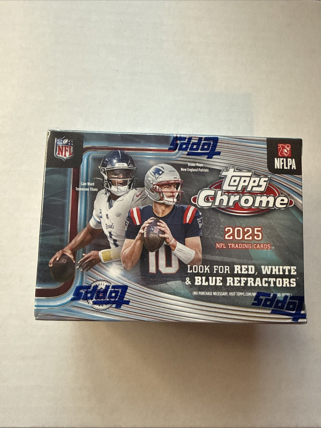 2025 Topps Chrome NFL Value Box - Factory Sealed In-Hand, Blaster Box